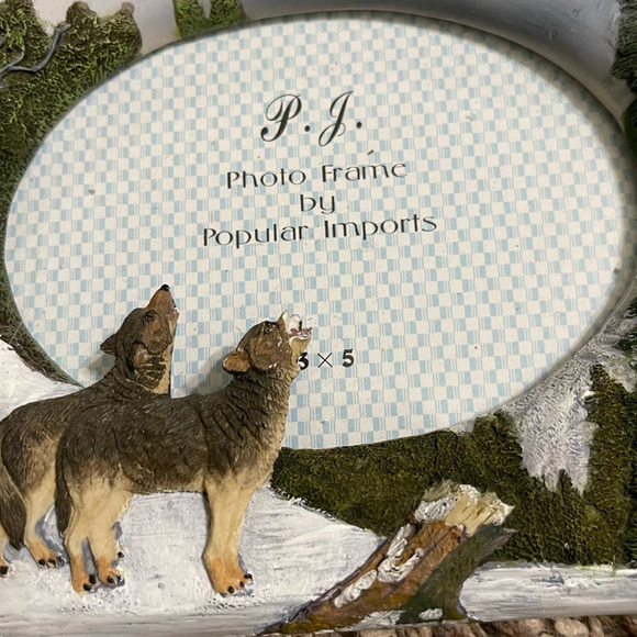 5 " x 7" Picture Frame Hand Painted Wolves Popular Imports 3D - Picture 3 of 3
